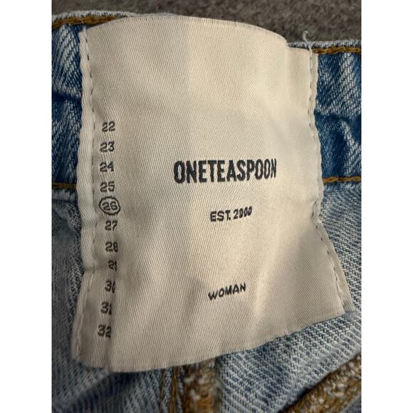 One Teaspoon Streetwalkers High Waist 80s Fit Light Blue Denim Jean Shorts 26 - Picture 10 of 10